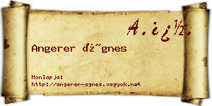 Angerer Ágnes névjegykártya
